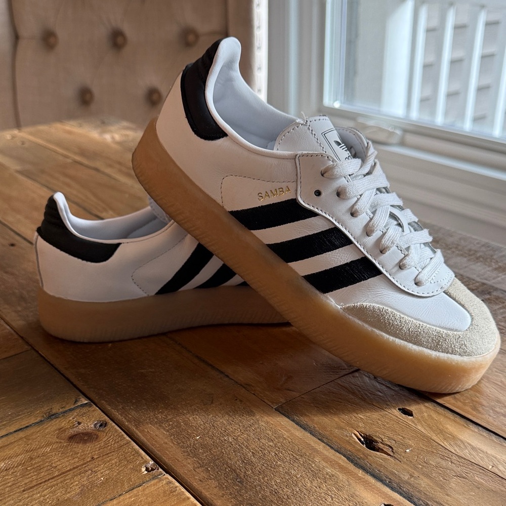 Adidas Sambae/ Samba White and Black Trainers size 6.5